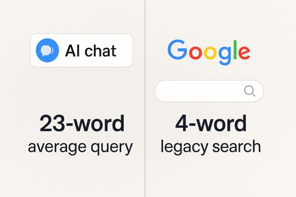 Infographic: 23-word average query vs. 4-word legacy search